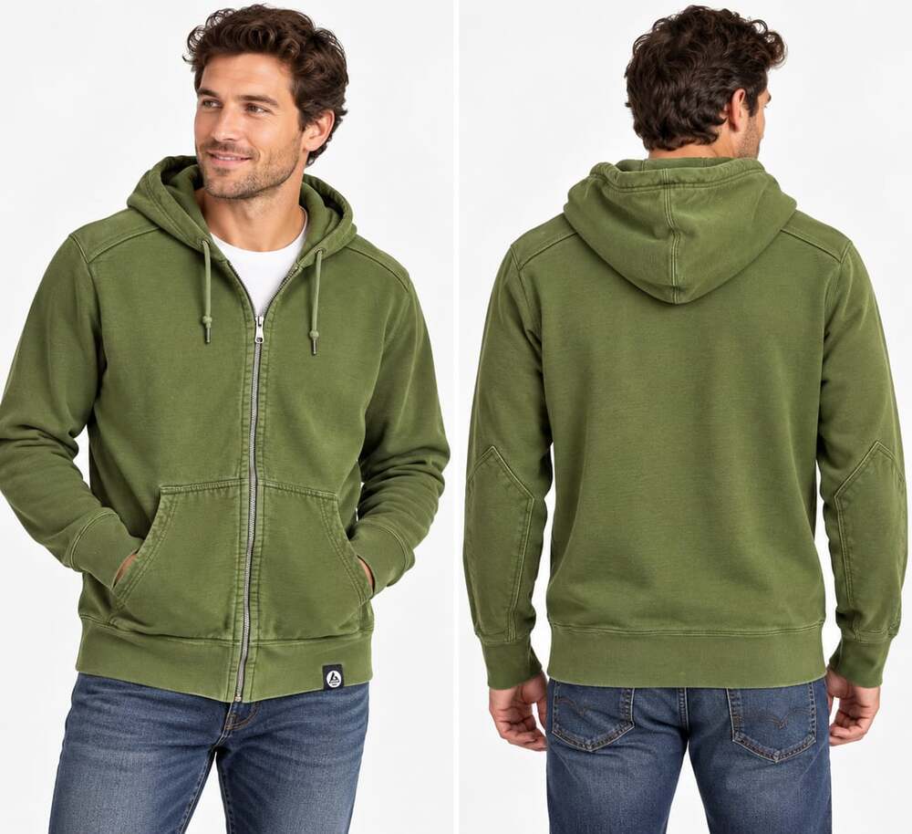 American Giant Zip Up Hoodie Size L Green Cotton